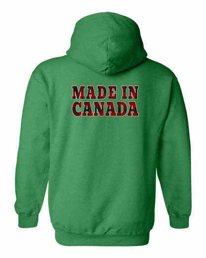 Made in Canada Plaid Background Left Chest and Back Pullover - Gildan Canada (sewn Internationally)