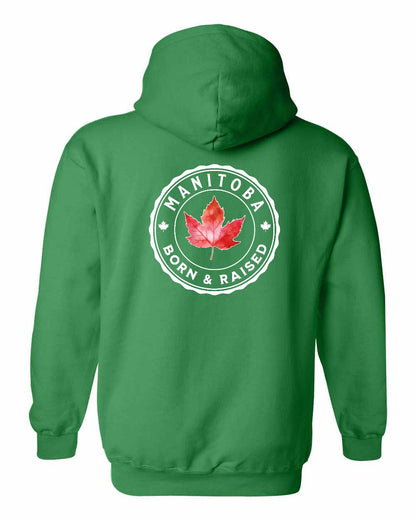 Born and Raised Manitoba Left Chest and Back Pullover - Gildan Canada (sewn Internationally)