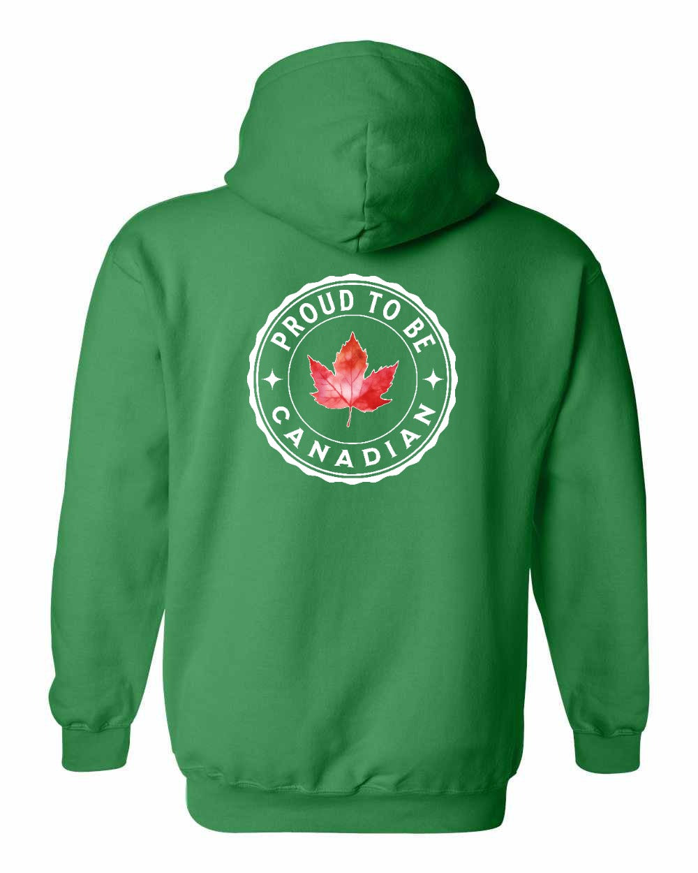 Proud to be Canadian leaf Left Chest and Back Pullover Hoodie