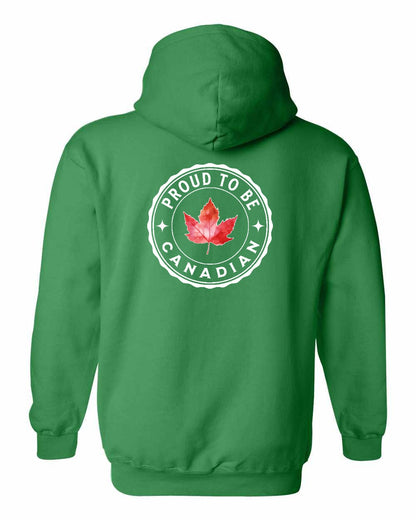Proud to be Canadian leaf Left Chest and Back Pullover Hoodie