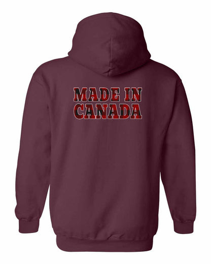 Made in Canada Plaid Background Left Chest and Back Pullover - Gildan Canada (sewn Internationally)