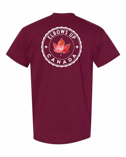 Elbows up Leaf Left Chest & Back Men's Tee - Gildan Canada (sewn Internationally)