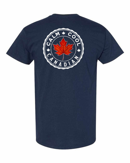 Calm Cool Canadian Leaf Left Chest & Back Men's Tee - Gildan Canada (sewn Internationally)