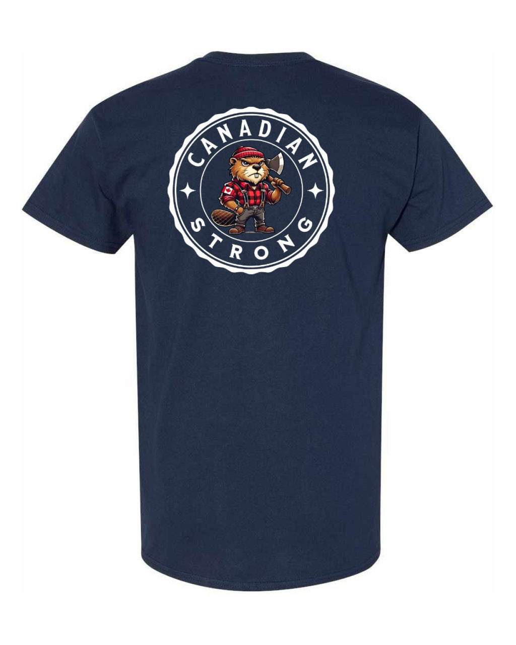 Canadian Strong Beaver Left Chest & Back Men's Tee