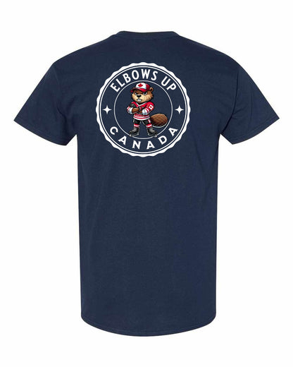 Elbows Up Beaver Left Chest & Back Men's Tee - Gildan Canada (sewn Internationally)