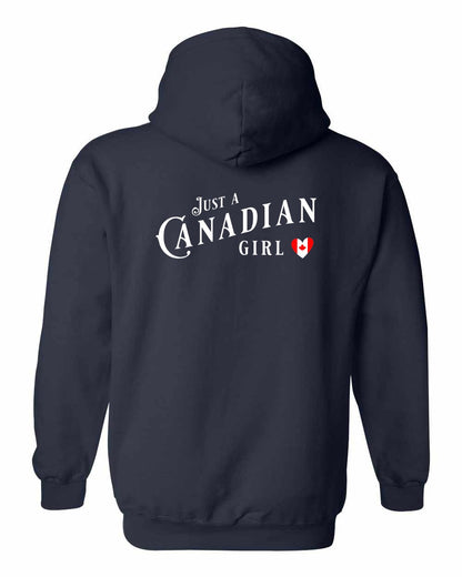 Just A Canadian Girl (Heart Flag Full) Left Chest and Back Pullover - Gildan Canada (sewn Internationally)