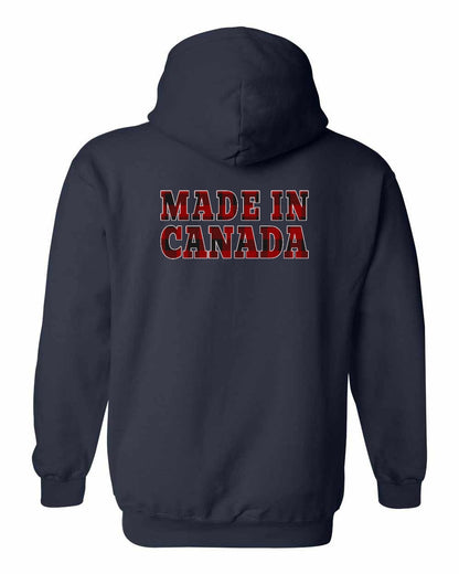 Made in Canada Plaid Background Left Chest and Back Pullover - Gildan Canada (sewn Internationally)