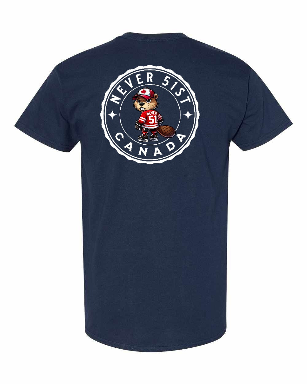 Never 51st Beaver Left Chest & Back Men's Tee - Gildan Canada (sewn Internationally)