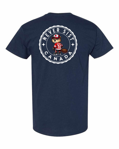 Never 51st Beaver Left Chest & Back Men's Tee - Gildan Canada (sewn Internationally)