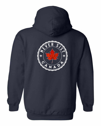 Never 51st Leaf Left Chest and Back Pullover - Gildan Canada (sewn Internationally)