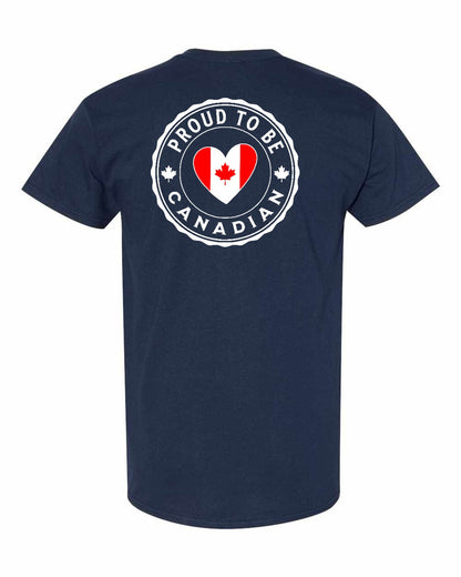 Proud to be Canadian Proud to be Heart Flag Left Chest and Back Men's Tee - Gildan Canada (sewn Internationally)