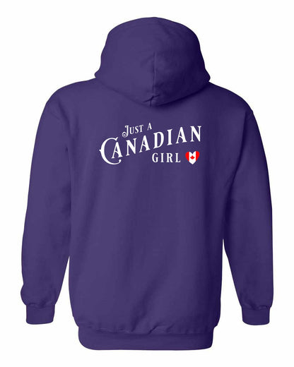 Just A Canadian Girl (Heart Flag Full) Left Chest and Back Pullover - Gildan Canada (sewn Internationally)