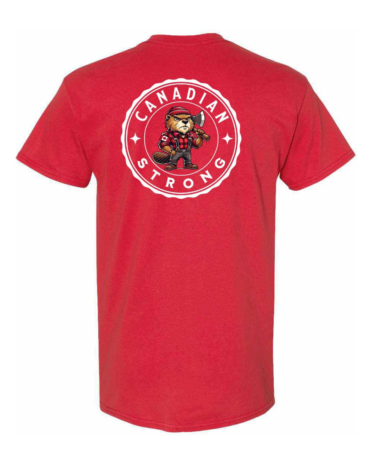 Canadian Strong Beaver Left Chest & Back Men's Tee