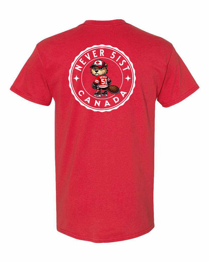 Never 51st Beaver Left Chest & Back Men's Tee - Gildan Canada (sewn Internationally)