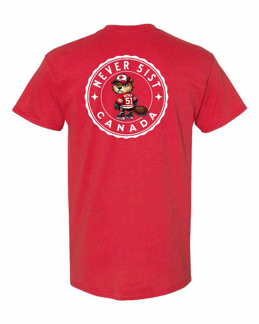 Never 51st Beaver Left Chest & Back Men's Tee - Gildan Canada (sewn Internationally)