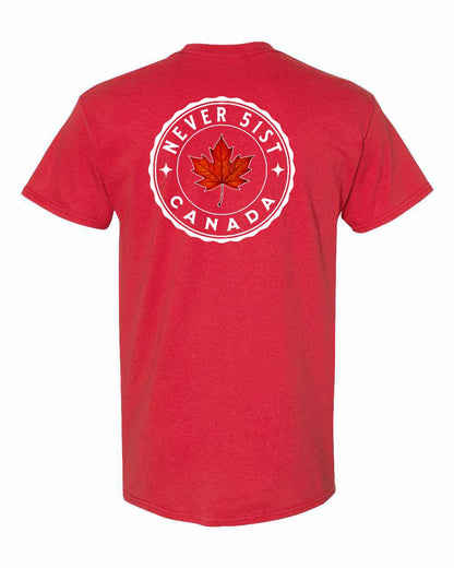 Never 51st Leaf Left Chest & Back Men's Tee - Gildan Canada (sewn Internationally)