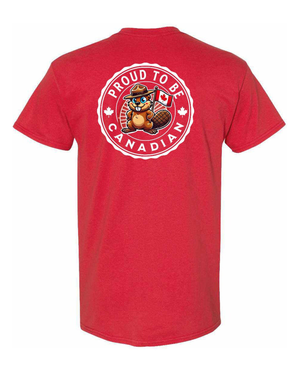 Proud to Be Canadian Beaver Left Chest & Back Men's Tee