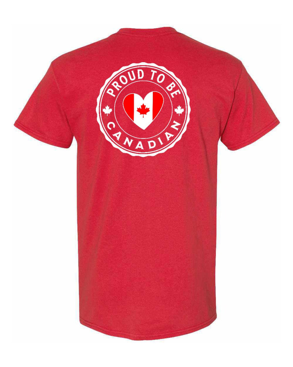 Proud to be Canadian Proud to be Heart Flag Left Chest and Back Men's Tee