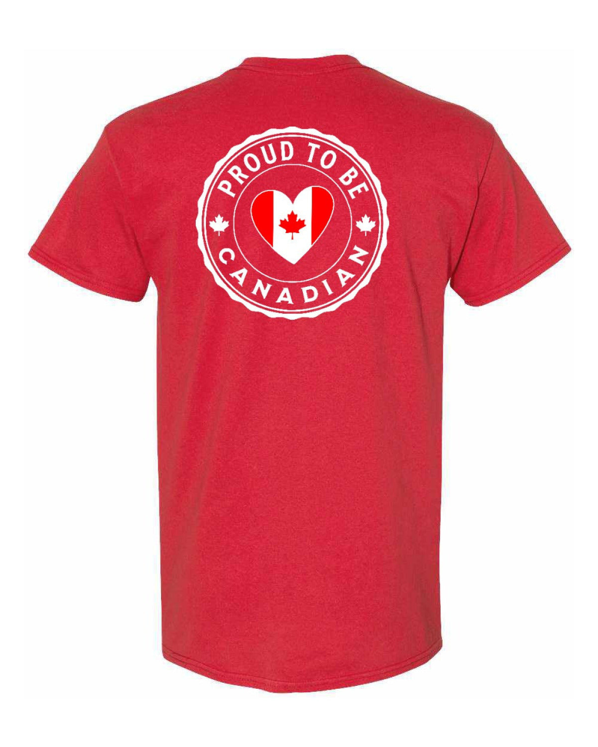 Proud to be Canadian Proud to be Heart Flag Left Chest and Back Men's Tee