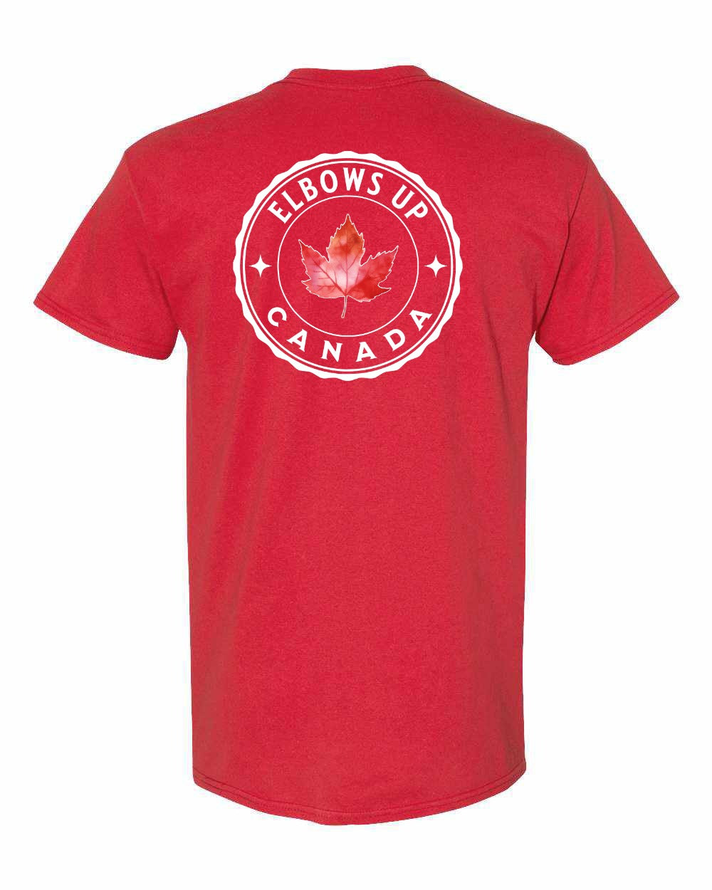 Elbows up Leaf Left Chest & Back Men's Tee - Gildan Canada (sewn Internationally)
