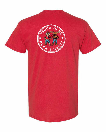 Proud to be Mean and Nasty Beaver and Moose Left Chest & Back Men's Tee - Gildan Canada (sewn Internationally)