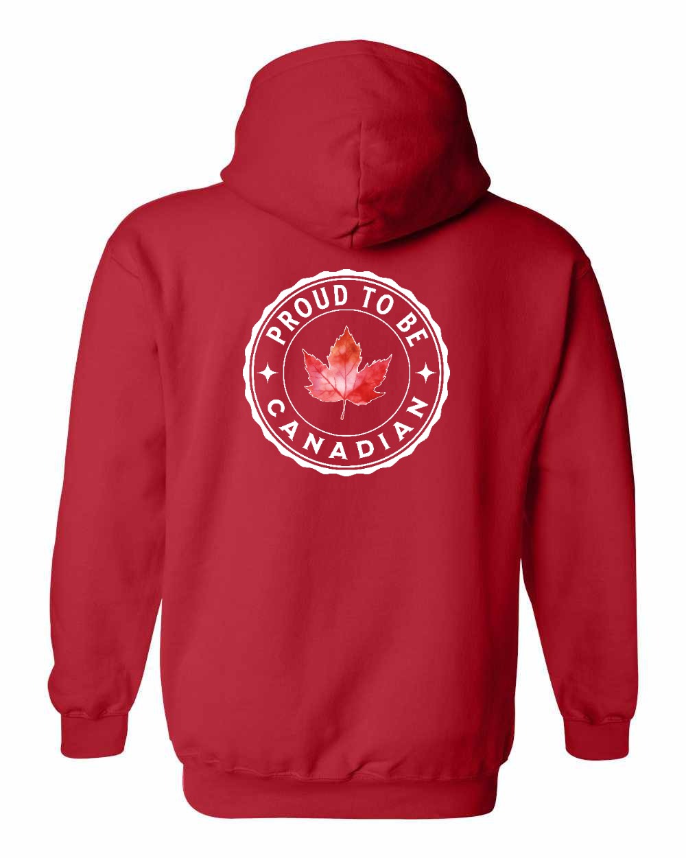 Proud to be Canadian leaf Left Chest and Back Pullover Hoodie