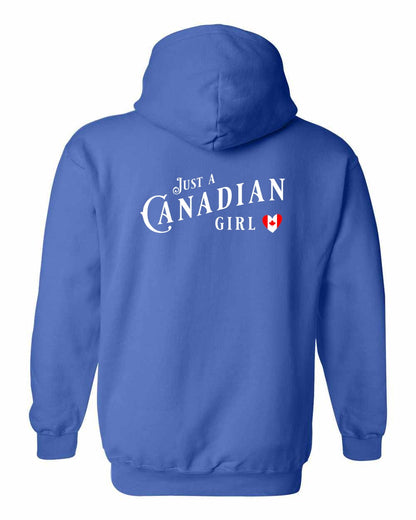 Just A Canadian Girl (Heart Flag Full) Left Chest and Back Pullover - Gildan Canada (sewn Internationally)