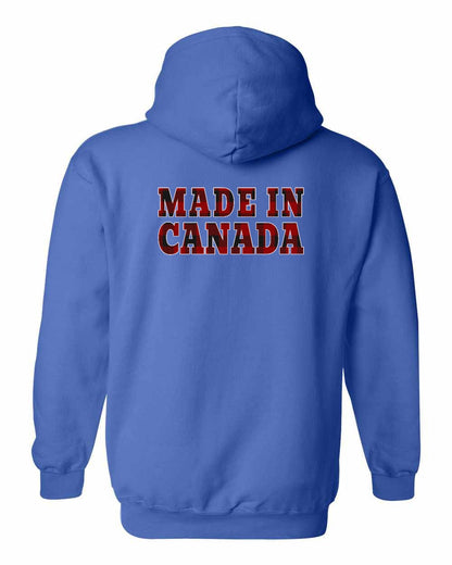 Made in Canada Plaid Background Left Chest and Back Pullover - Gildan Canada (sewn Internationally)