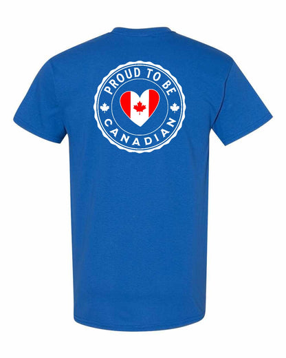 Proud to be Canadian Proud to be Heart Flag Left Chest and Back Men's Tee - Gildan Canada (sewn Internationally)