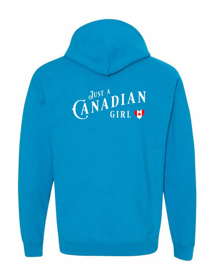 Just A Canadian Girl (Heart Flag Full) Left Chest and Back Pullover - Gildan Canada (sewn Internationally)
