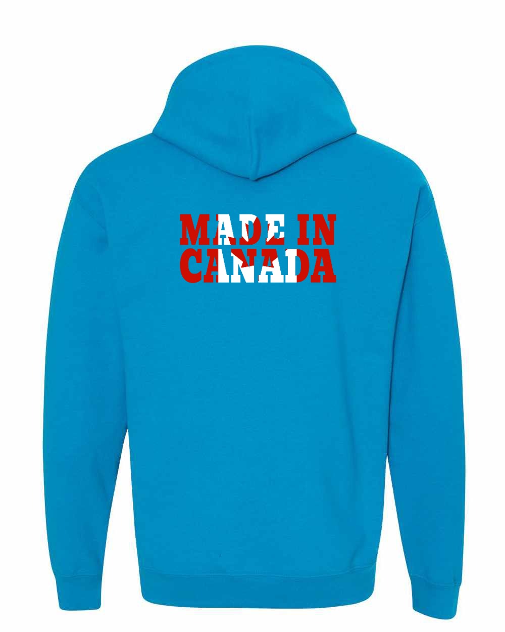Made in Canada Flag Background Left Chest and Back Pullover - Gildan Canada (sewn Internationally)