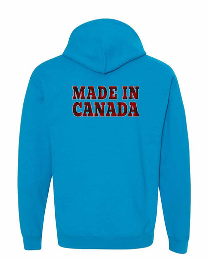 Made in Canada Plaid Background Left Chest and Back Pullover - Gildan Canada (sewn Internationally)