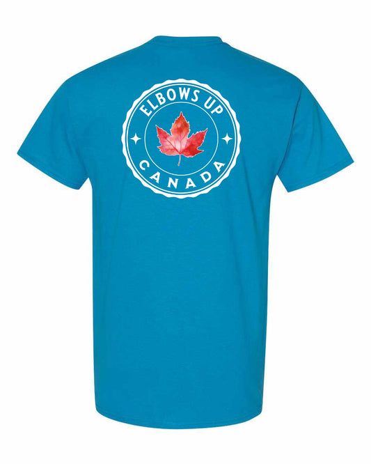 Elbows up Leaf Left Chest & Back Men's Tee - Gildan Canada (sewn Internationally)