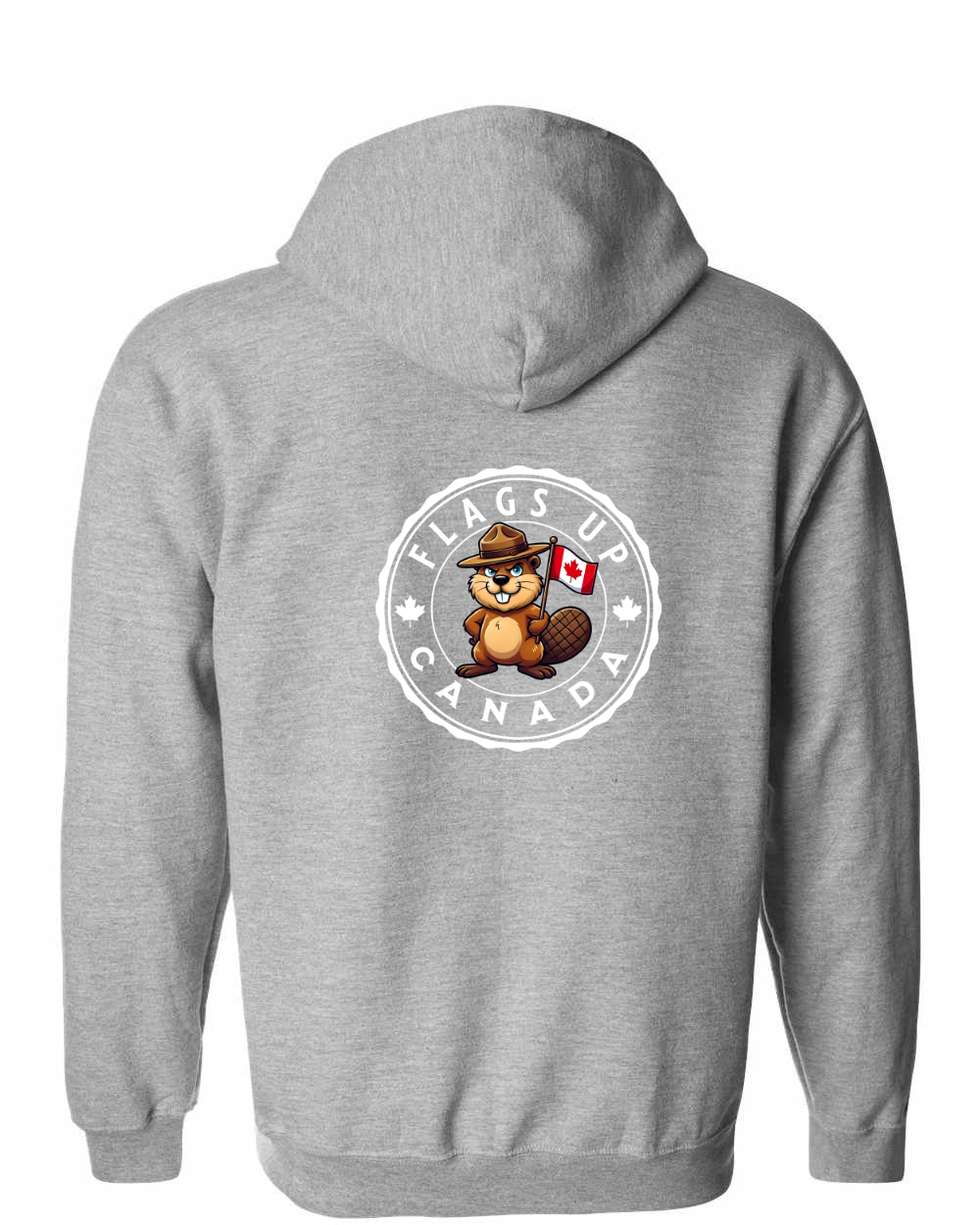Flags Up Male Beaver Left Chest And Back Zip Hoodie