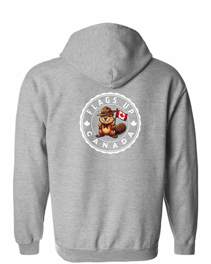 Flags Up Female Beaver Left Chest And Back Zip Hoodie