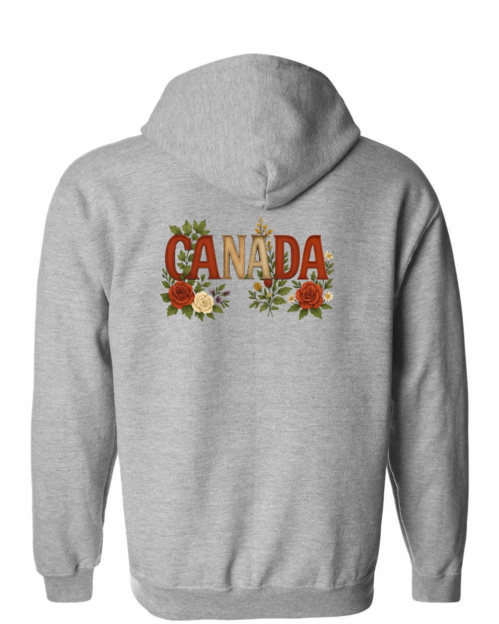 Canada Flowers Left Chest and Back Zip Hoodie