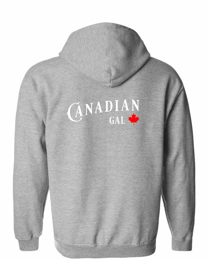Canadian Gal Left Chest and Back Zip Hoodie - Gildan Canada (sewn Internationally)