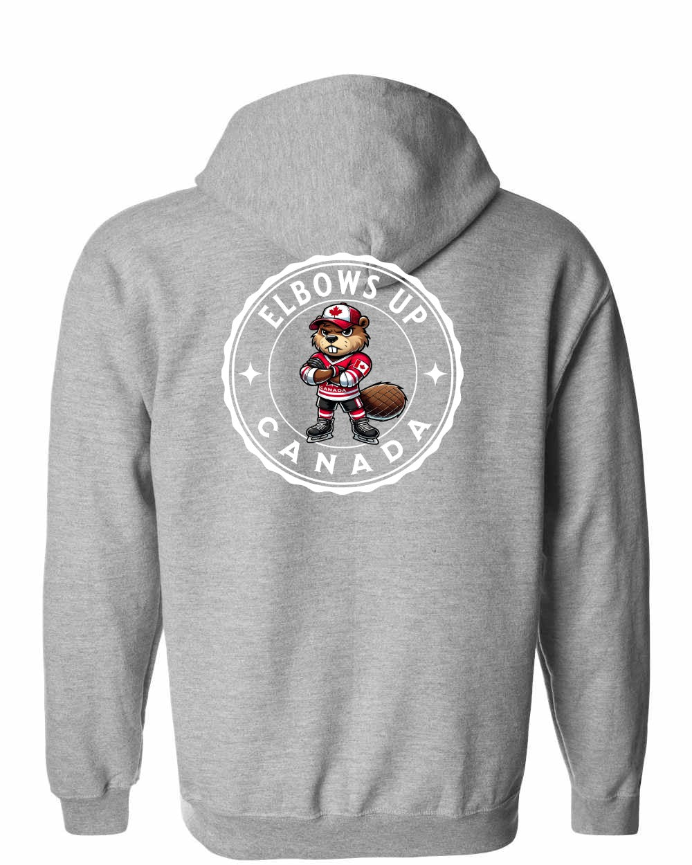 Elbows up Beaver Left Chest and Back Zip Hoodie
