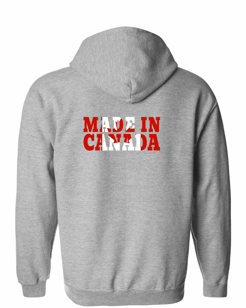 Made in Canada Flag Background Left Chest and Back Zip Hoodie