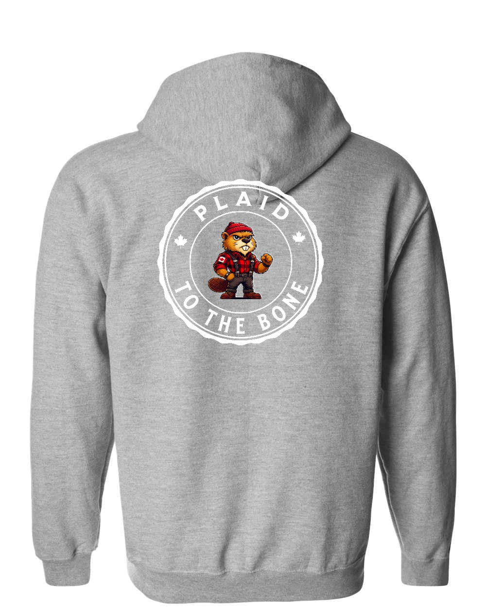 Plaid to the Bone Beaver Left Chest and Back Zip Hoodie - Gildan Canada (sewn Internationally)