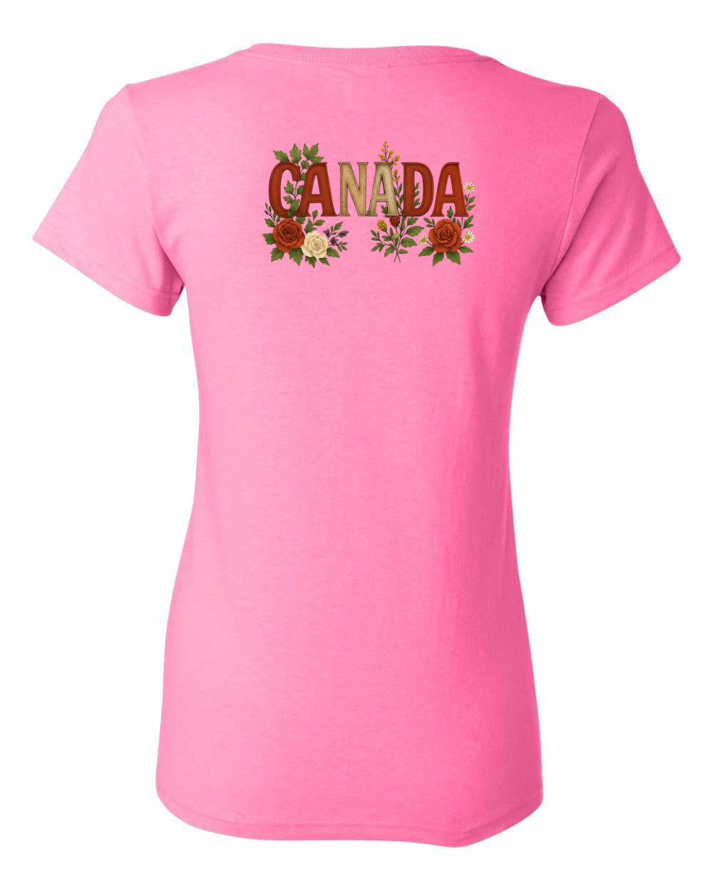 Canada Rose Design Tee Left Chest and Back Women's Tee - Gildan Canada (sewn Internationally)