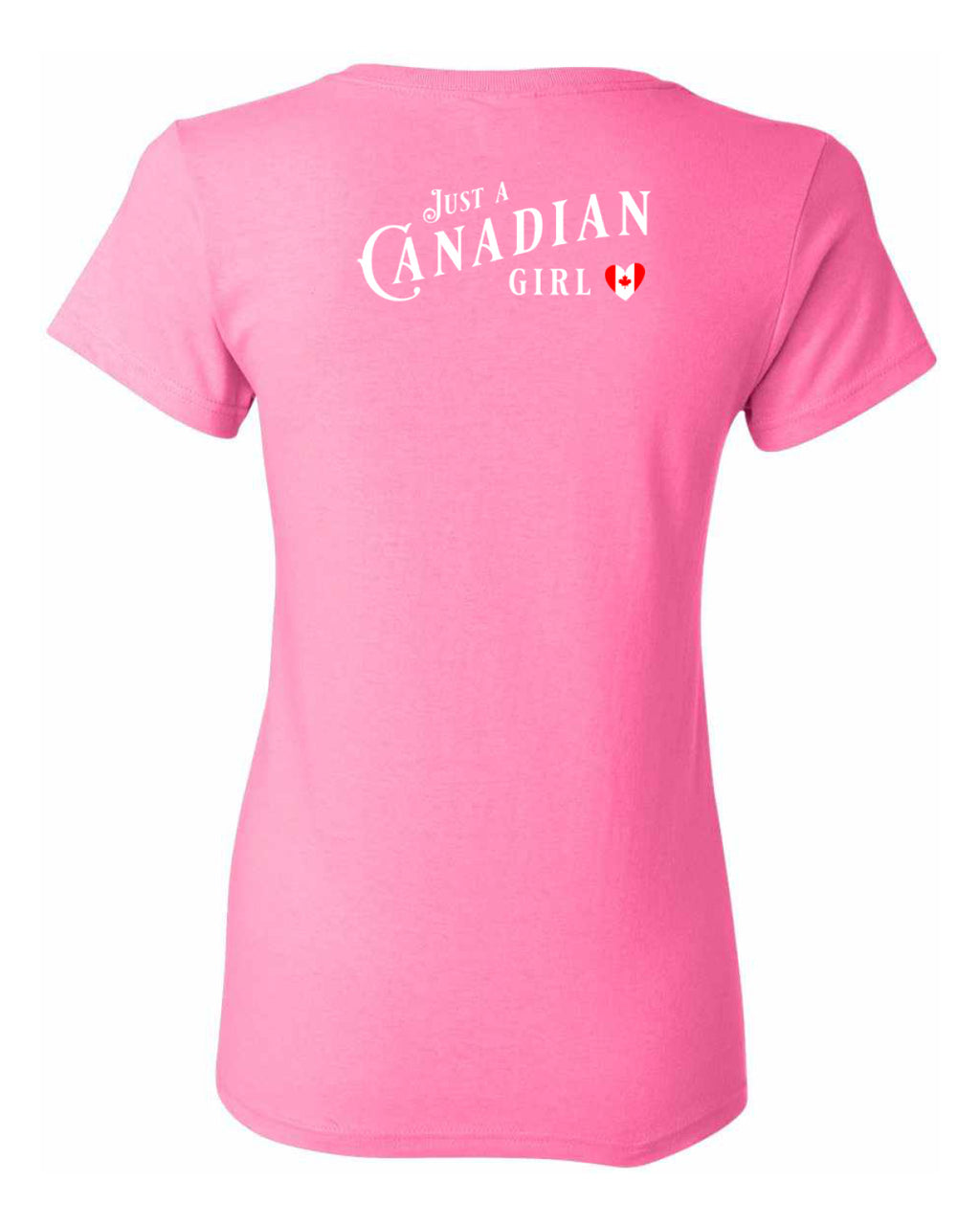 Just a Canadian Girl Heart Flag Left Chest and Back Women's Tee