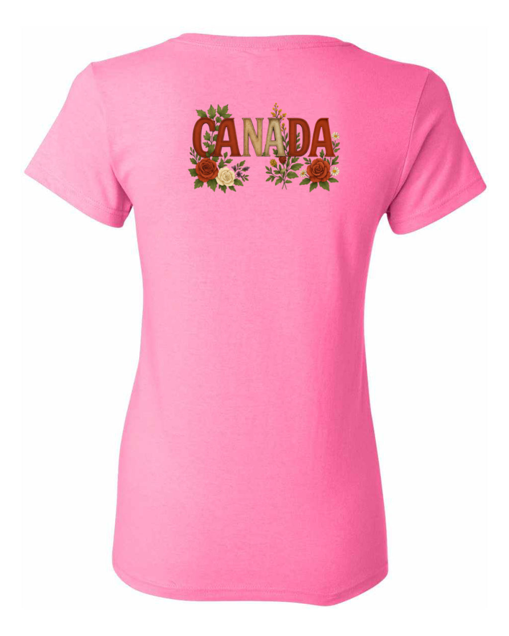 Canada Rose Design Tee Left Chest and Back Women's Tee