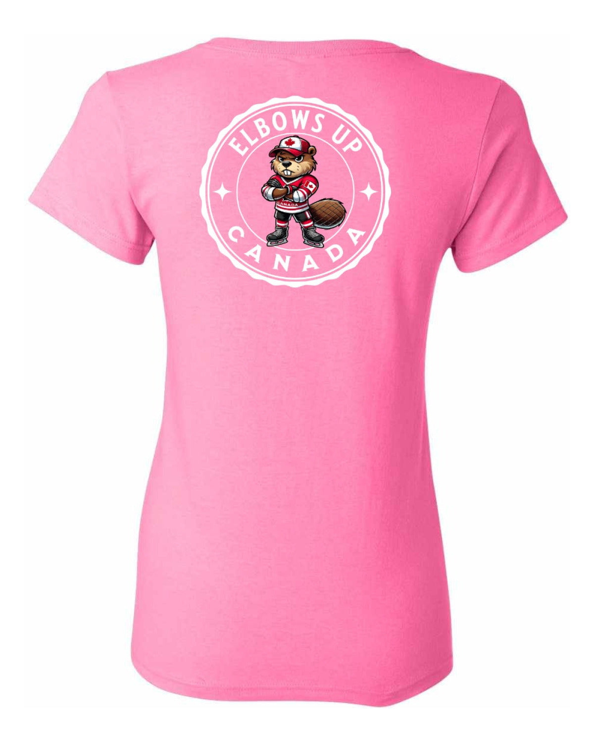 Elbows Up Beaver Left Chest and Back Women's Tee