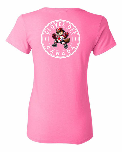 Gloves Off Beaver Left Chest And Back Women's Tee - Gildan Canada (sewn Internationally)