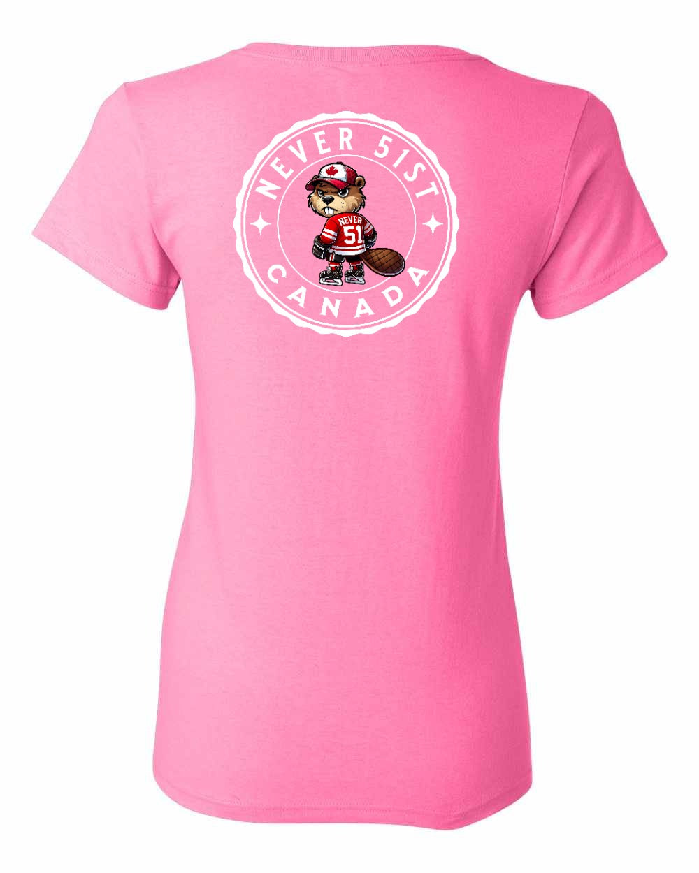 Never 51st Beaver Left Chest and Back Women's Tee - Gildan Canada (sewn Internationally)