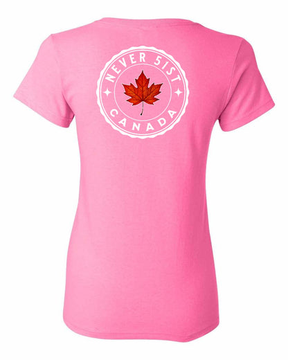 Never 51st Leaf Left Chest And Back Women's Tee - Gildan Canada (sewn Internationally)