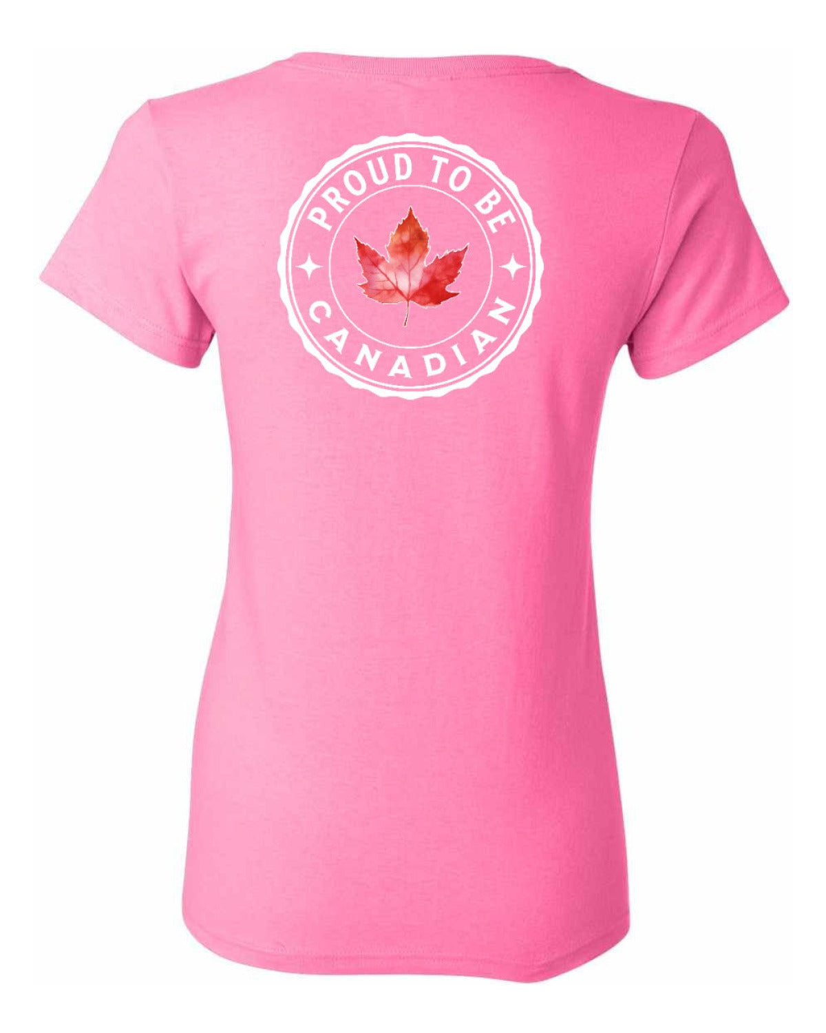 Proud to be Canadian Leaf Left Chest and Back Women's Tee
