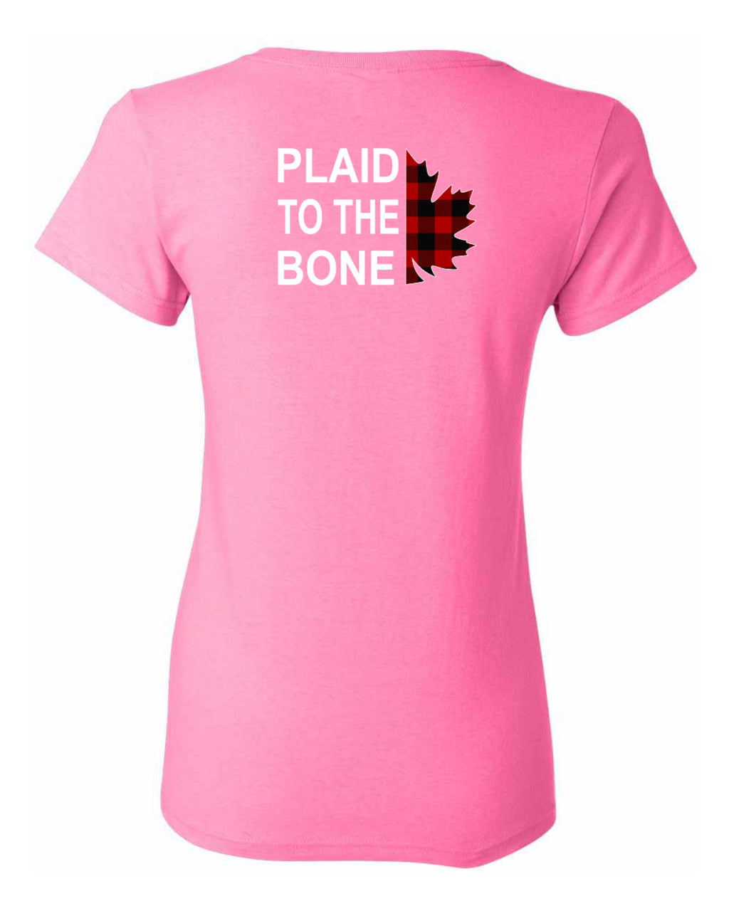 Plaid to the Bone Stacked White Left Chest And Back  Women's Tee