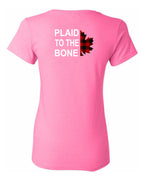 Plaid to the Bone Stacked White Left Chest And Back  Women's Tee